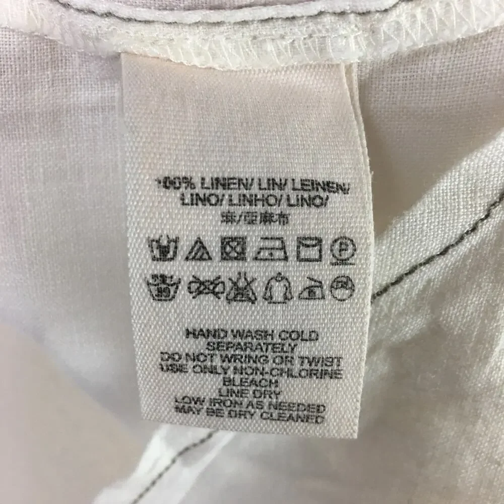 Free People White Linen Long Sleeve  Button Down Small